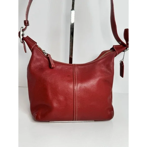 Coach Legacy Red Leather Hobo Shoulder Bag Purse 9566 - Picture 1 of 12